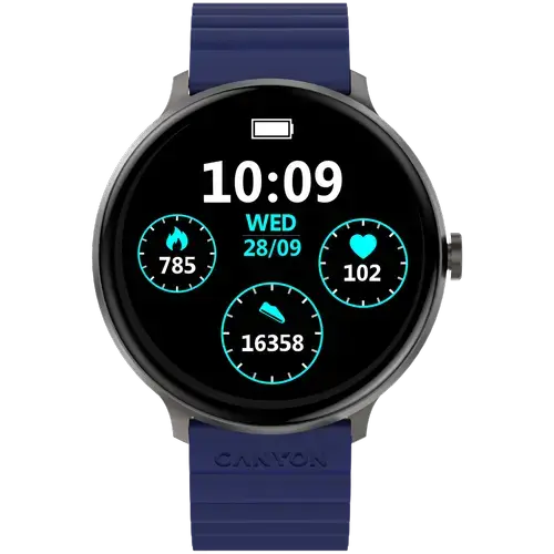 Smartwatch CANYON Jacky SW-69, Ecran LTPS 1.3inch, Bluetooth, 380+ Fete de ceas, 25 moduri de sport, Autonomie 9 zile, IP68 (Albastru/Galben)
