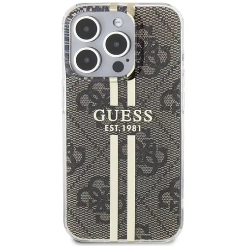 Husa Protectie Spate Guess 4G Gold Stripe pentru Apple iPhone 15 Pro (Maro)