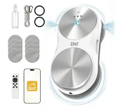 Robot curatare geamuri iHunt Smart Window Robot 6 Ultra, putere 6000PA, Rezervor Twin Spray 50ml, autonomie UPS 20 de minute  (Alb)