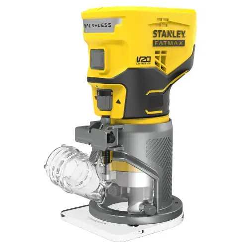 Masina de frezat (router) pe acumulator Stanley FatMax SFMCW400B, 18V V20, brushless, 8 mm, turatie variabila 16000 - 30000 RPM, sistem de control precis, schimbare usoara a frezei, sistem conectare aspirator, nu include incarcator/acumulator