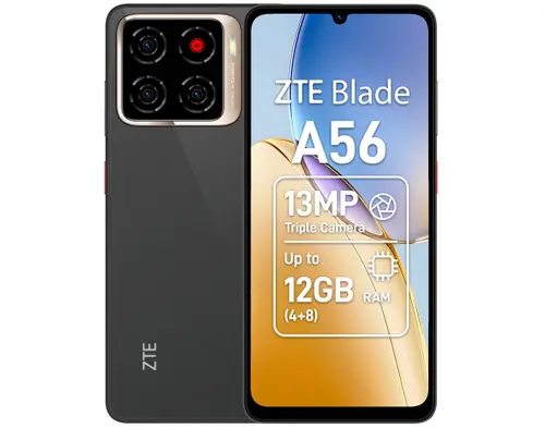 Telefon Mobil ZTE Blade A56, Procesor Unisoc T7200 Octa-Core, Ecran IPS LCD 6.75inch, 4GB RAM, 128GB Flash, Camera 13 MP, Wi-Fi, 4G, Dual Sim, Android (Negru)
