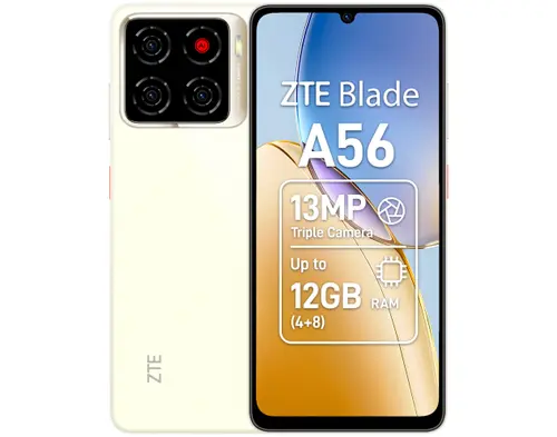 Telefon Mobil ZTE Blade A56, Procesor Unisoc T7200 Octa-Core, Ecran IPS LCD 6.75inch, 4GB RAM, 128GB Flash, Camera 13 MP, Wi-Fi, 4G, Dual Sim, Android (Auriu)