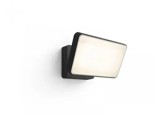 Proiector LED inteligent Philips Hue Welcome, 20.5W (80W), 2300 lm, lumina calda (2700K), dimabila, IP44, 160x220x153mm, Negru