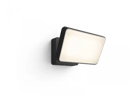 Proiector LED inteligent Philips Hue Welcome, 20.5W (80W), 2300 lm, lumina calda (2700K), dimabila, IP44, 160x220x153mm, Negru