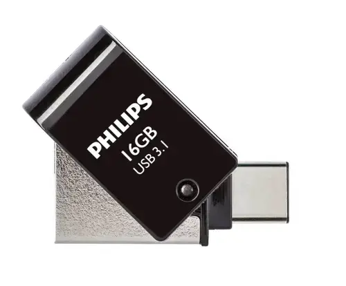 Stick USB Philips 2 in 1 OTG FM16DC152B/00, 16GB, USB Type-C + USB 3.1 (Negru)