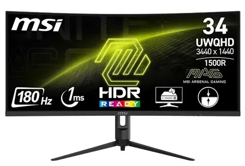 Monitor Gaming VA LED MSI 34inch MAG 342CQR E2, UWQHD (3440 x 1440), Ecran curbat, 180 Hz, 1 ms (Negru)