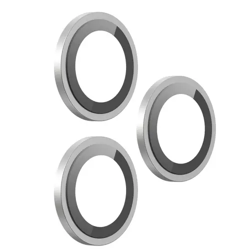 Folie Sticla Devia Camera Peak Series iPhone 16 Pro / 16 Pro Max, pachet de 3 buc, Argintiu