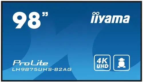 Monitor IPS LED Iiyama 97.5inch LH9875UHS-B2AG, UHD (3840 x 2160), VGA, DVI, HDMI, DisplayPort, Boxe (Negru)