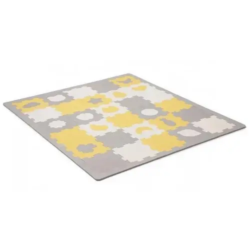 Covoras de joaca pentru copii KinderKraft LUNO SHAPES, puzzle 3D, 1850 x 1650mm (Galben)