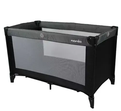 Patut de voiaj cu 2 nivele Nania Soda, pliabil, 120 cm x 60 cm x 76 cm (Negru/Gri)