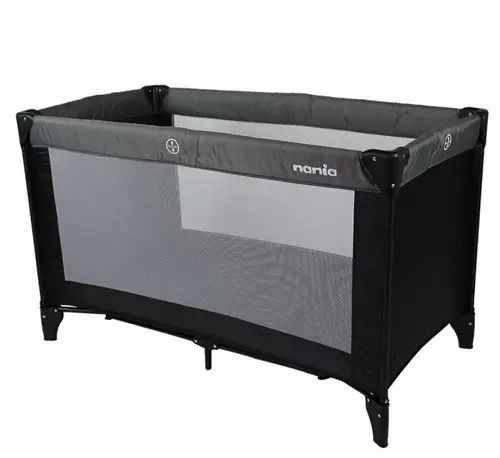 Patut de voiaj cu 2 nivele Nania Soda, pliabil, 120 cm x 60 cm x 76 cm (Negru/Gri)