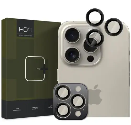 Folie de protectie Camera spate HOFI CamRing PRO+ pentru Apple iPhone 16 Pro Max / 16 Pro, Sticla Securizata, Neagra