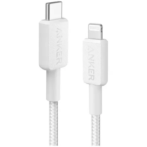 Cablu alimentare si date Anker A81B5G21, USB Type-C (T) la Lightning (T), 0.9m rata transfer 480 Mbps, invelis nylon, braided (Alb)