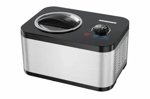 Aparat de facut inghetata HEINNER HCIM-DW154SS, 120 W, 1.5 L, Ecran LED, Timer (Negru/Inox)