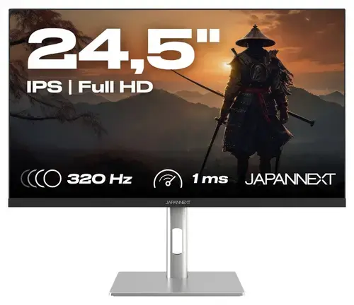 Monitor Gaming IPS LED JAPANNEXT 24.5inch  JN-IPS245G320F-HSP, Full HD (1920 x 1080), HDMI, DisplayPort, Boxe, Pivot, 320 Hz, 1 ms (Negru/Argintiu)