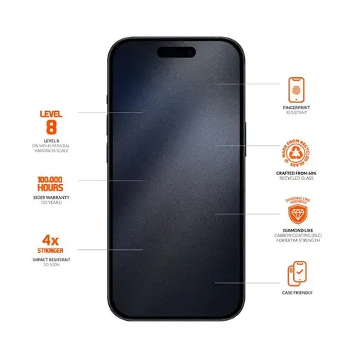 Sticla Mountain Glass Ultra Eiger Folie pentru iPhone 16 / 15 / 14 Pro, Transparenta