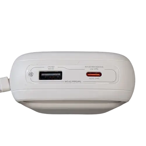 Baterie externa Baseus Qpow2, 20000 mAh, 1x USB, 2x USB-C, 22.5 W, Display, Cablu USB-C & Lightning integrat (Alb)