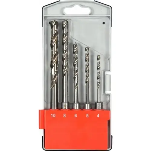 Set 4 x burghie pentru metal YATO YT-40050, SDS Plus, Otel, Diametru 4/5/6/8/10 mm, Argintiu