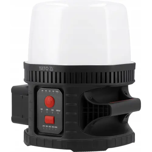 Proiector portabil cu acumulator Yato YT-829670, LED SMD 18V, 10000 lm, 360° iluminare, 4 trepte (100/50/25/10%), IP65, Negru