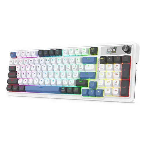 Tastatura gaming mecanica Redragon Galatin Pro, Bluetooth/USB Wireless, iluminare RGB, Layout US, Alb