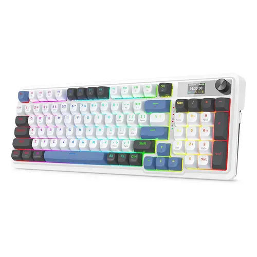 Tastatura gaming mecanica Redragon Galatin Pro, Bluetooth/USB Wireless, iluminare RGB, Layout US, Alb