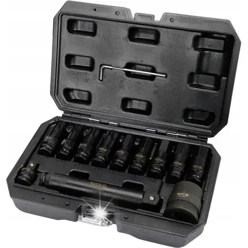 Set chei impact Yato YT-10655, HEX/TORX 3/4'', YATO, 12 piese, CrMo, T70-T100, H14-H22