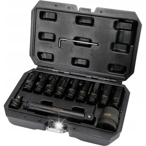 Set chei impact Yato YT-10655, HEX/TORX 3/4'', YATO, 12 piese, CrMo, T70-T100, H14-H22