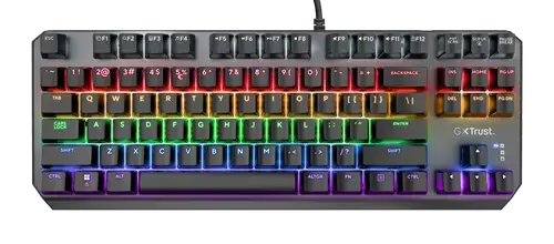 Tastatura Gaming Mecanica Trust GXT 834 Callaz RGB TKL Gaote Outemu Red Switch, USB layout US (Negru)