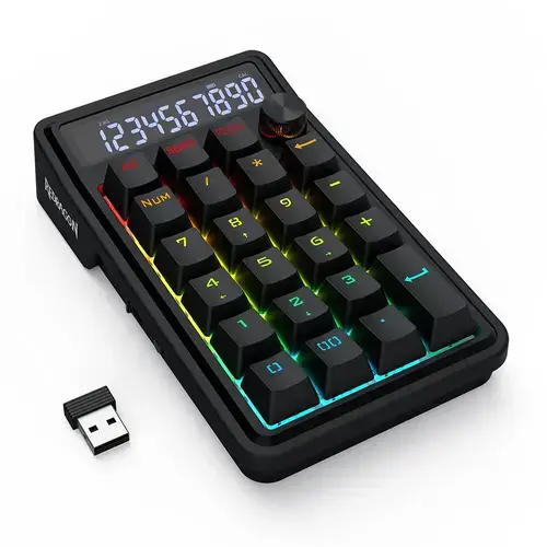 Numpad mecanic Redragon Cove, iluminare RGB, USB/Bluetooth, Negru