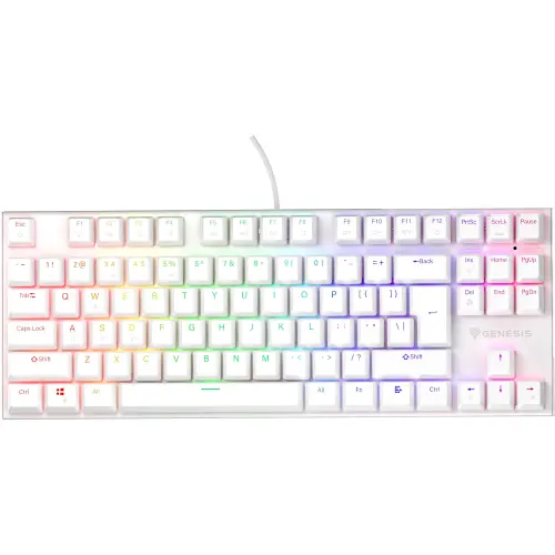 Tastatura Gaming Mecanica Genesis Thor 303 TKL, USB, Iluminare RGB, Switch-uri Outemu Peach Silent (Alb)