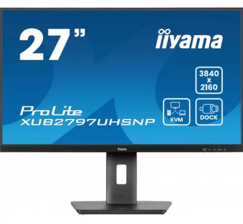 Monitor IPS LED Iiyama 27inch XUB2797UHSNP-B1, UHD (3840 x 2160), HDMI, DisplayPort, Boxe, Pivot, (Negru)