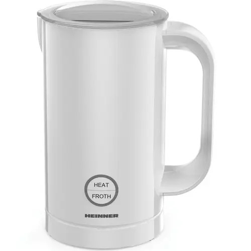 Aparat pentru spumat laptele Heinner HMFR-450WH, 450 W, capacitate spumare 100ml, 4 functii, capacitate incalzire 200ml, led, inel spumare magnetic (Alb)
