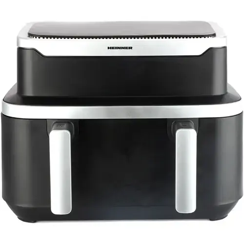 Friteuza dubla cu aer cald Heinner match&sinc HAF-DDB9BK26, 2600 W, Capacitate totala 9 l, control digital individual, termostat reglabil 60-220 grade (Negru)
