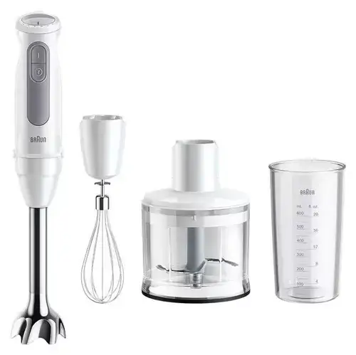 Blender de mana Braun Multi Quick 5 MQ 50236M, 1000 W, 21 viteze, Tocator 0.5 l, Tel (Alb)