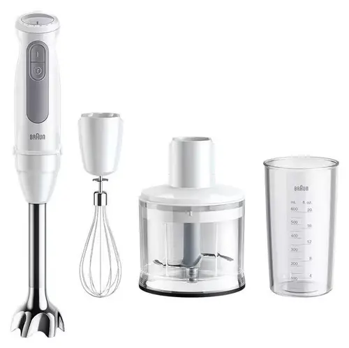 Blender de mana Braun Multi Quick 5 MQ 50236M, 1000 W, 21 viteze, Tocator 0.5 l, Tel (Alb)