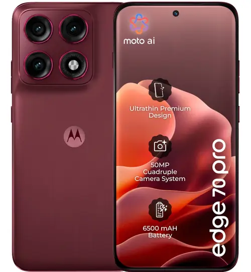 Telefon Mobil Motorola Edge 70 Pro, Procesor Mediatek Dimensity 8500 Extreme, AMOLED 6.78inch, 8GB RAM, 256GB Flash, Camera Tripla 50 + 50 + 50 MP, Wi-Fi, 5G, Dual Sim, Android (Rosu)