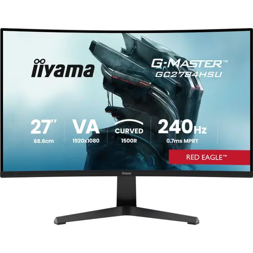 Monitor Gaming VA LED Iiyama G-Master 27inch GC2784HSU-B1, Full HD (1920 x 1080), HDMI, DisplayPort, Ecran curbat, Boxe, 240 Hz, 0.7 ms (Negru)