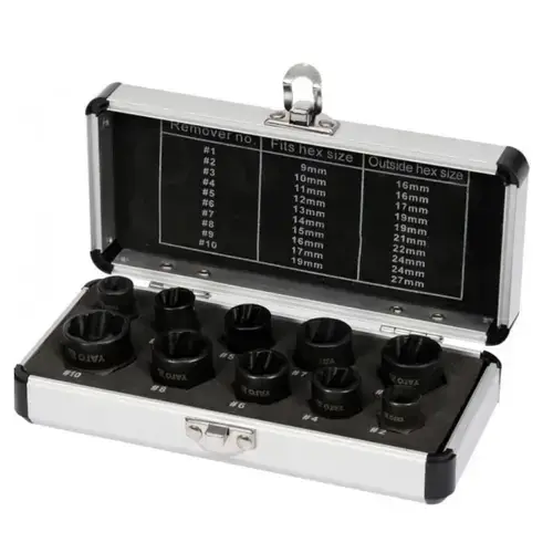 Set extractoare suruburi si piulite Yato YT-06031, 3/8inch, 10 piese