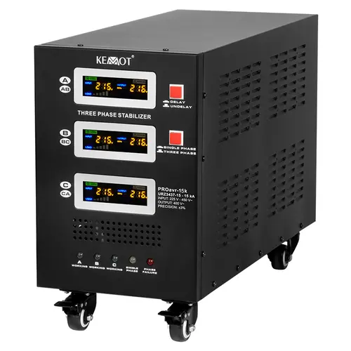 Stabilizator de tensiune servomotor trifazat KEMOT URZ3437, 15000VA/10500W