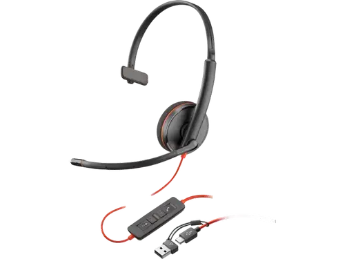 Casti Call Center Poly Blackwire 3210 Monaural 8X214A6, USB-C+USB-C/A, Bulk (Gri)