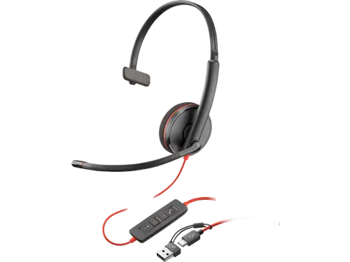 Casti Call Center Poly Blackwire 3210 Monaural 8X214A6, USB-C+USB-C/A, Bulk (Gri)