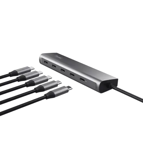 Hub USB Trust Halyx TR-25136, 5 USB Type-C, 100 W (Gri)