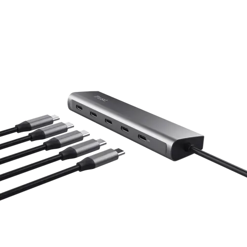 Hub USB Trust Halyx TR-25136, 5 USB Type-C, 100 W (Gri)