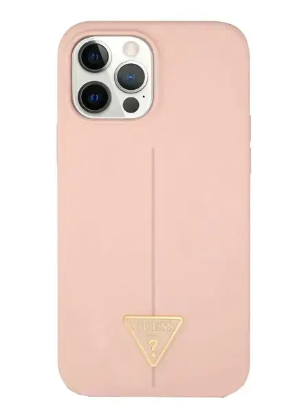 Husa Protectie Spate Guess Silicone Triangle pentru Apple iPhone 14 Pro Max (Roz)