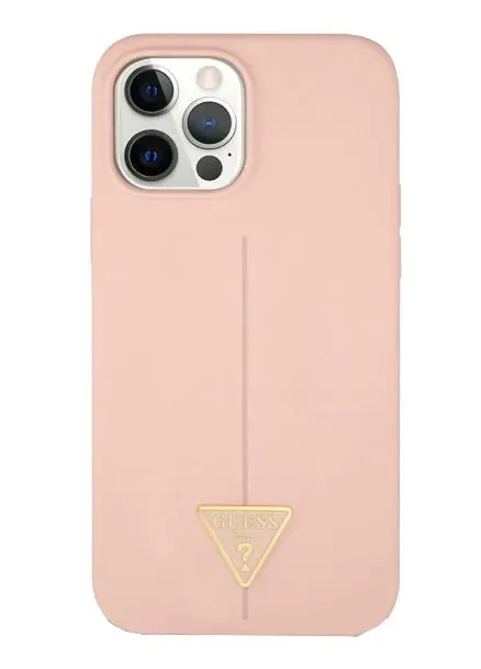 Husa Protectie Spate Guess Silicone Triangle pentru Apple iPhone 14 Pro Max (Roz)