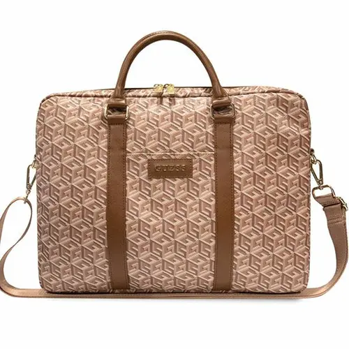 Geanta laptop, Guess G Cube, maro, piele sintetica/poliester/nailon, 16inch