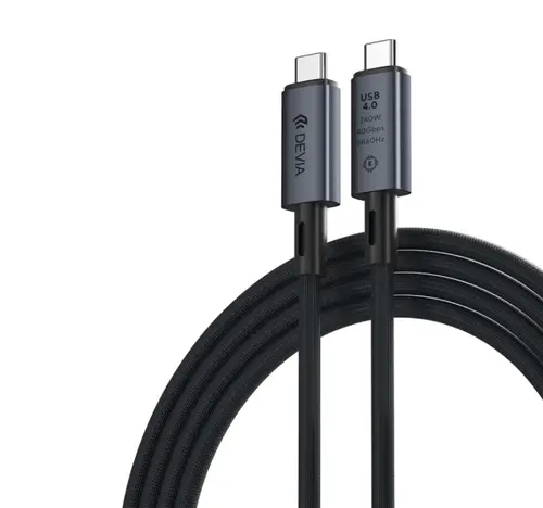 Cablu Date si Incarcare DEVIA EC641, USB-C - USB-C, 240W, 1m (Negru)