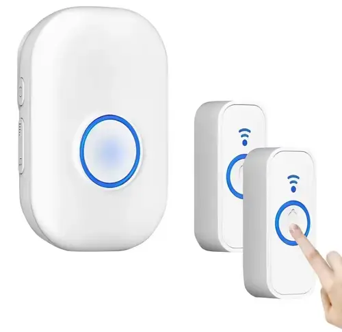 Sonerie Fara Fir/ Wireless, BYONDSELF®, 1 Receptor si 2 Transmitatoare, 4 Trepte Volum Pana la 85 dB, 58 De Melodii, Rezistenta Apa, 300m, Alb