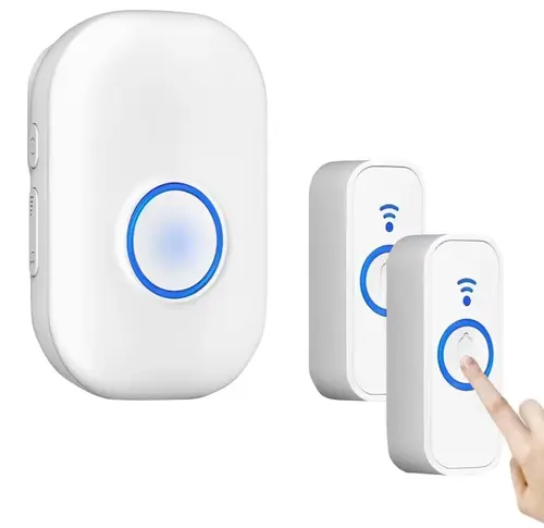 Sonerie Fara Fir/ Wireless, BYONDSELF®, 1 Receptor si 2 Transmitatoare, 4 Trepte Volum Pana la 85 dB, 58 De Melodii, Rezistenta Apa, 300m, Alb
