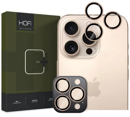 Folie de protectie Camera spate HOFI CamRing PRO+ pentru Apple iPhone 16 Pro Max / 16 Pro, Sticla Securizata, Aurie